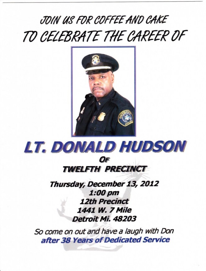 Retirement Coffee and Cake Celebration for Lieutenant Donald Hudson, assigned to the 12th Precinct