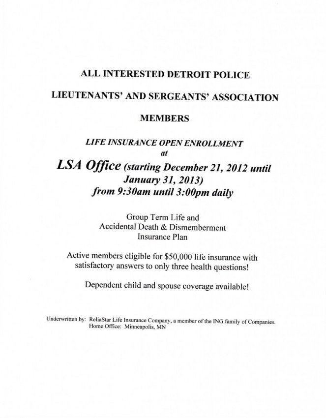 DPLSA Open Enrollment for Group Term Life and Accidental & Dismemberment Insurance Plan