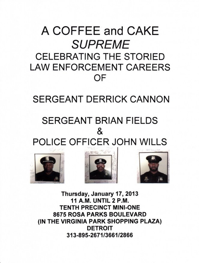 Coffee and Cake for Retiring Sergeant Brian Fields, Sergeant Derrick Cannon and Officer John Wills