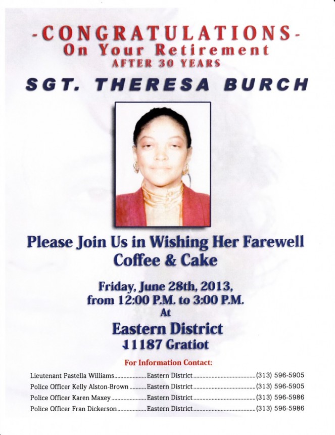 Retirement Celebration for Sergeant Theresa Birch, assigned to Eastern District