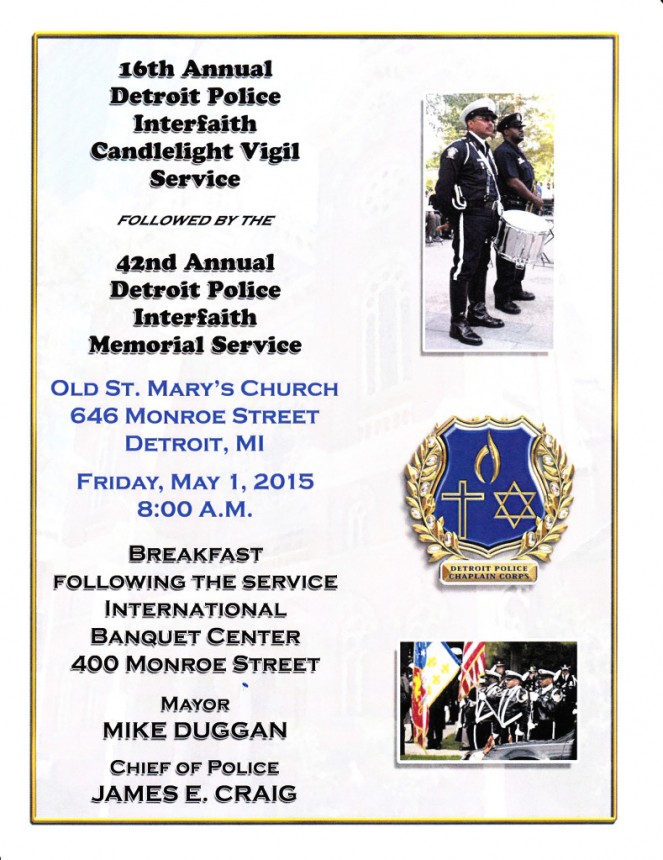 16th Annual Detroit Police Interfaith Candlelight Vigil Service and 42nd Annual Detroit Police Interfaith Memorial Service