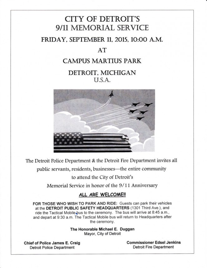 Detroit Police and Fire recognition of the 14th Anniversary of September 11th