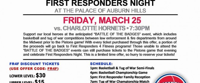 Battle of the Badge First Responder Night, Friday, March 25, 2016 at the Palace of Auburn Hills