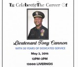 Coffee and Cake Retirement Celebration for Lieutenant Tony Cannon, assigned to the Tenth Precinct.