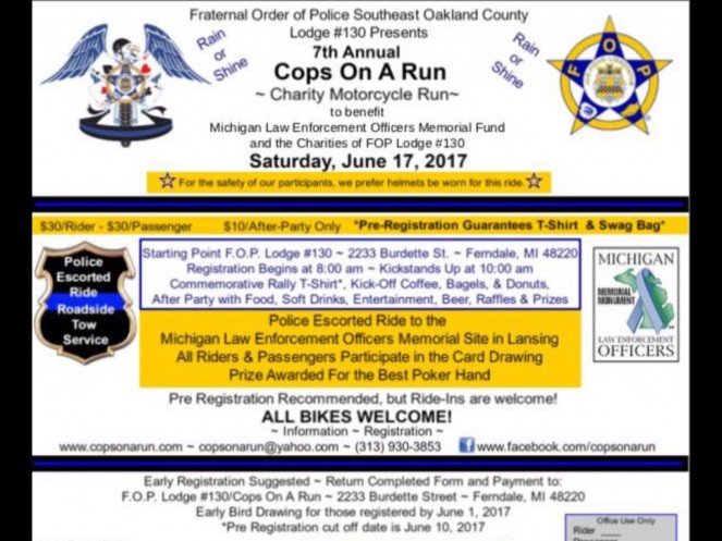 7th Annual Cops on a Run, Charity Motorcycle Run