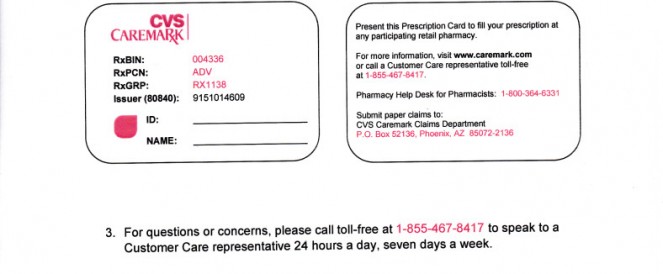 Temporary CVS Caremark Prescription Card