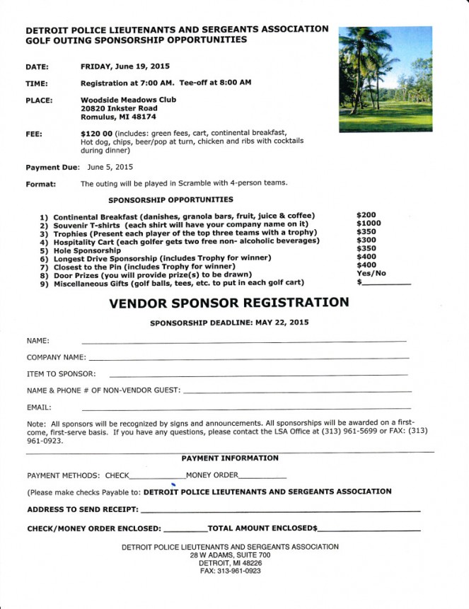 Detroit Police Lieutenants and Sergeants Association Annual Golf Outing, Friday, June 19, 2015